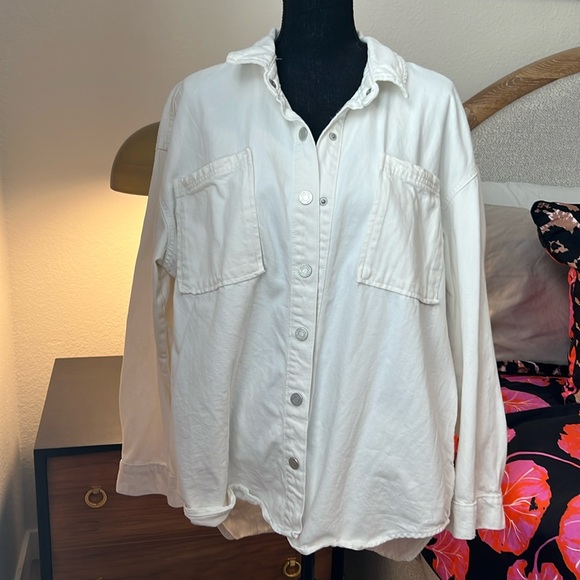 NWOT Habitual White Denim Shirt Jacket - Picture 1 of 10